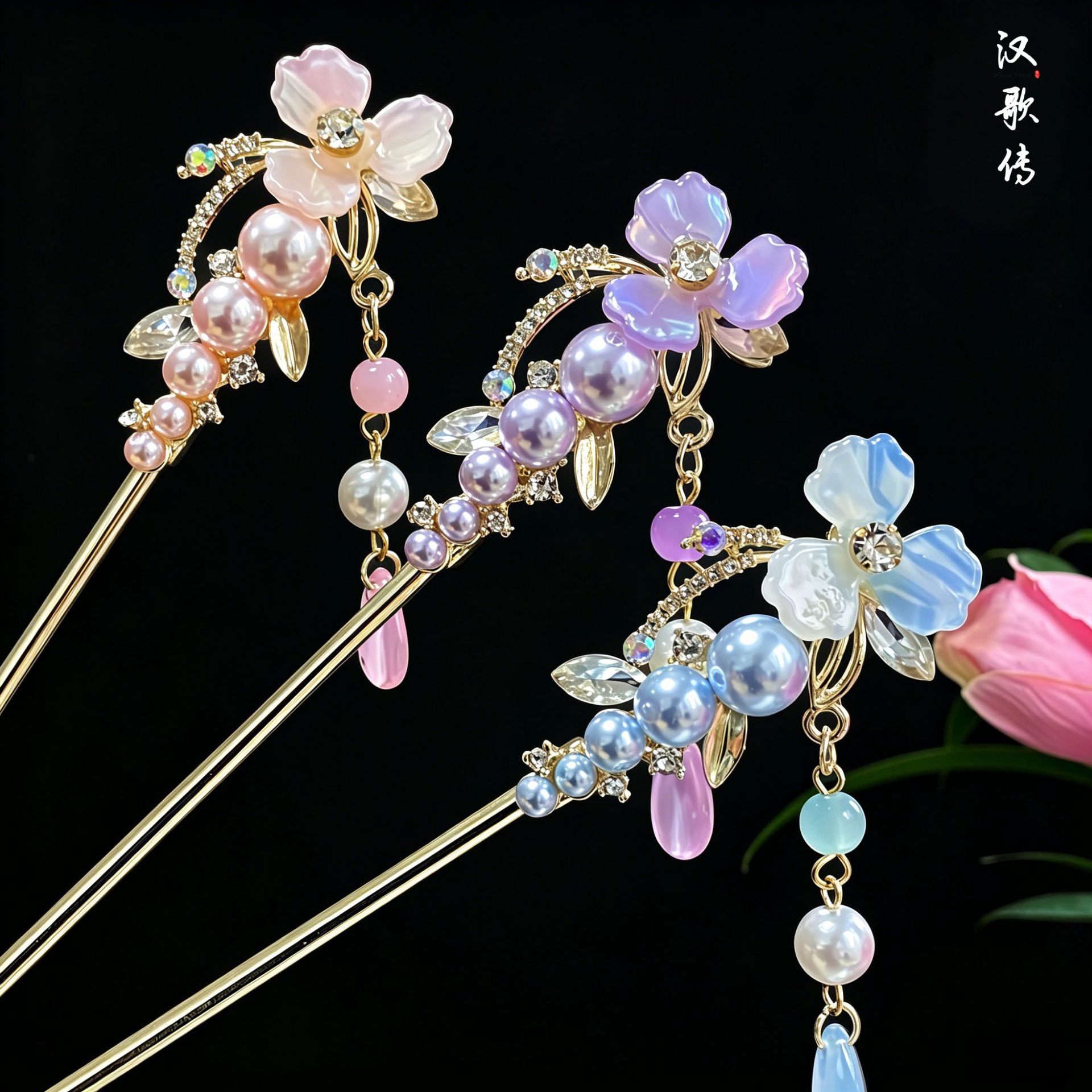 New Chinese-Style Pearl Flower Hairpin, Ancient Style Daily Hanfu Cheongsam Hairpin, Tassel Hairpin, Hair Accessories Wholesale