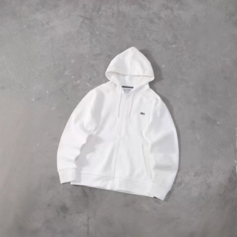 Men's Spring and Autumn Casual Zip-Up Sweatshirt with Original Label Embroidery, Fashionable Hooded Jacket, New French Crocodile Style Fleece Sweatshirt