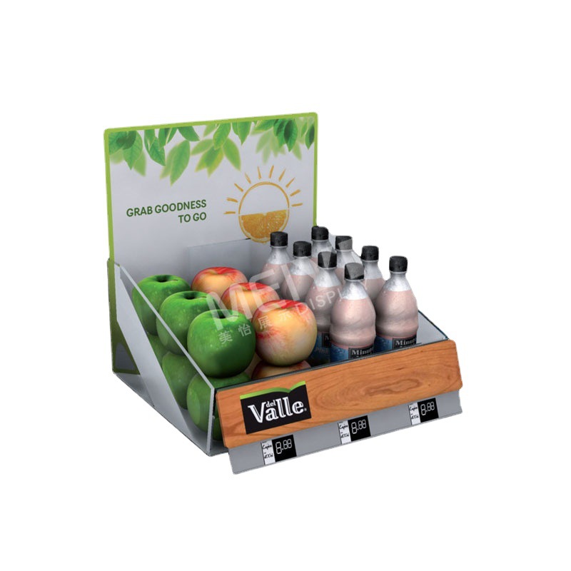 厂家直销台式材料木质饮料果汁展示架金属饮料小展示架