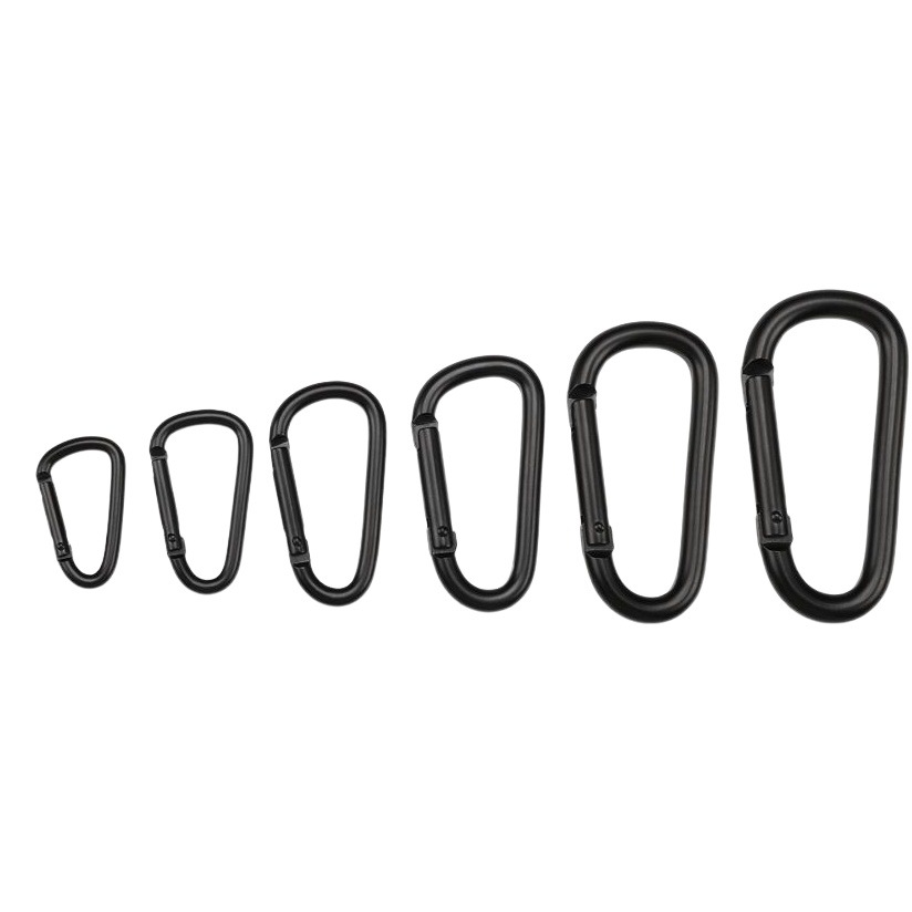 In Stock, Type 45678 D-Shaped All-Black Carabiner, Electrophoresis Climbing Buckle, Aluminum Alloy Water Bottle Clip, Earphone Holder, Quick-Release Hook