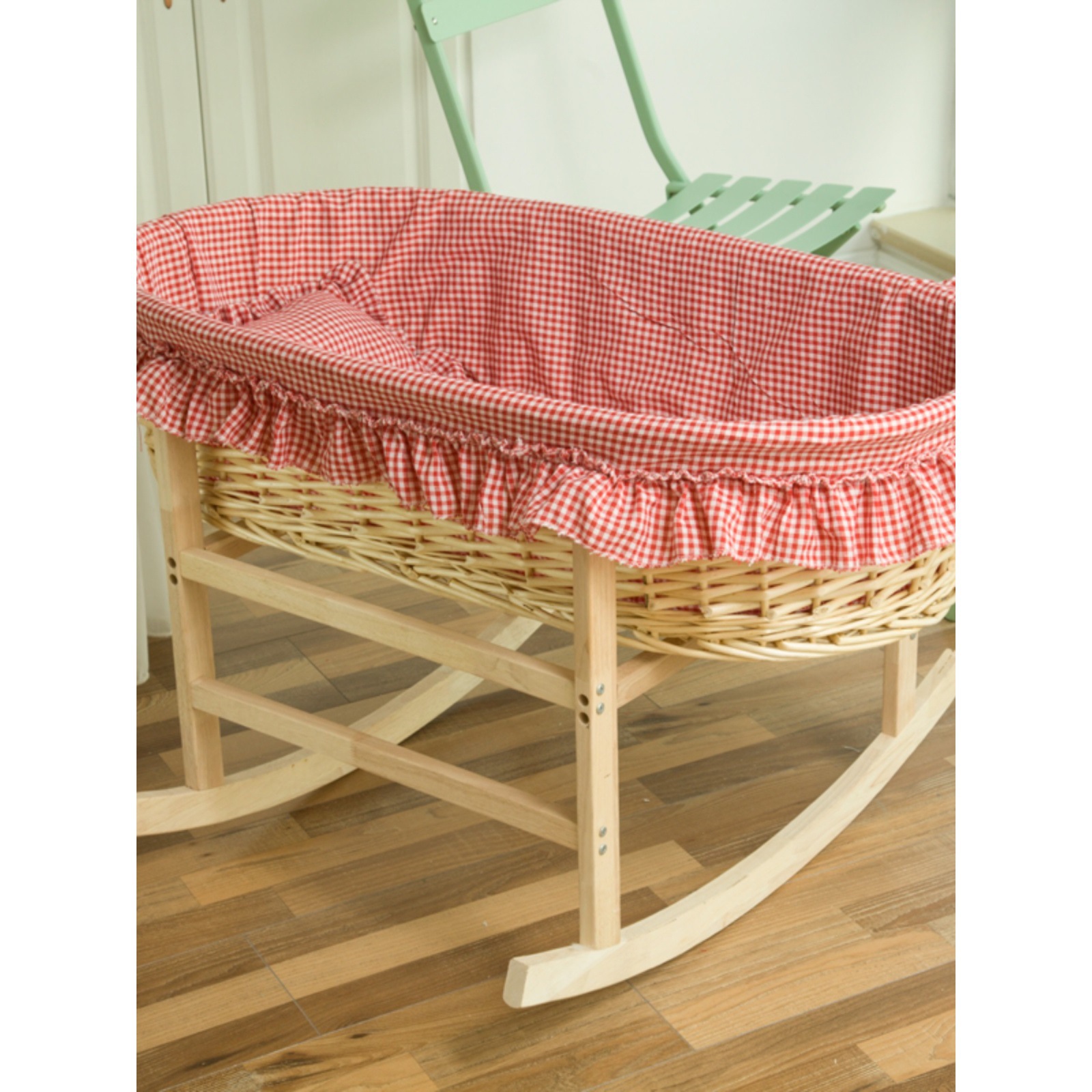 Rattan Newborn Rocking Basket Hanging Basket Car Portable Baby Bed Coaxing Baby Solid Wood Cradle Bed Removable Crib