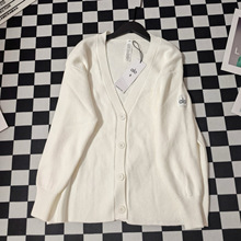 高品质alo原标休闲百搭软糯针织长袖开衫白色毛衣女秋冬V领外套棉