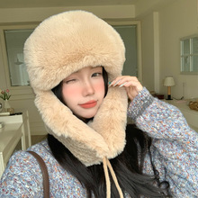 韩版新款秋冬季帽子女加绒加厚防寒护耳雷锋帽时尚百搭保暖套头帽