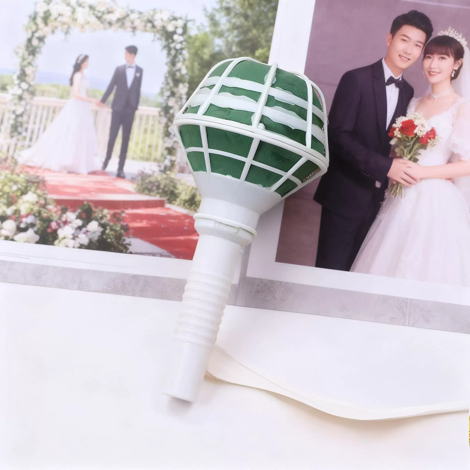 带泥花托花店插带泥塑料花托配件婚庆用品新娘手捧花手花婚车装饰