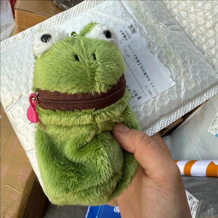 Little Red Book's Same Plush Frog Coin Purse Creative Cute Portable Headphone Bag Cosmetics Bag Pendant