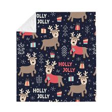 圣诞节卡通麋鹿3D数码印花法兰绒毛毯一件来图印刷单面空调盖毯