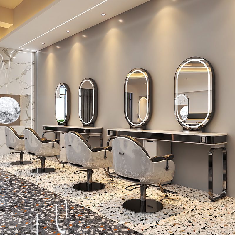 理髪店ミラーテーブル、理髪用片面パーマ・染めカットミラーキャビネット、ステンレス製ヘアサロン専用大理石パーマ・染めテーブル|undefined