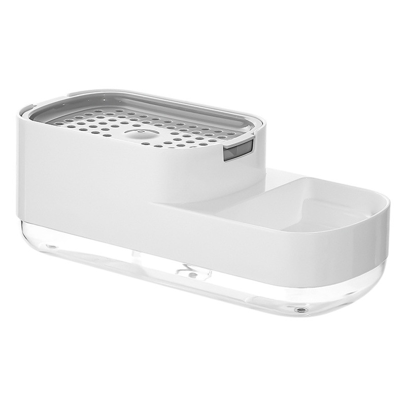 Cocina mejorada Push-tipo manual caja dispensador de jabón de detergente caja de almacenamiento caja de jabón esponja Prensa