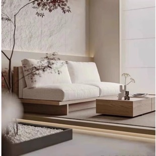 Nordic Japanese Style Solid Wood Sofa Hotel B&B Living Room Creative Reception Reception Leisure Solid Wood Sofa Chair