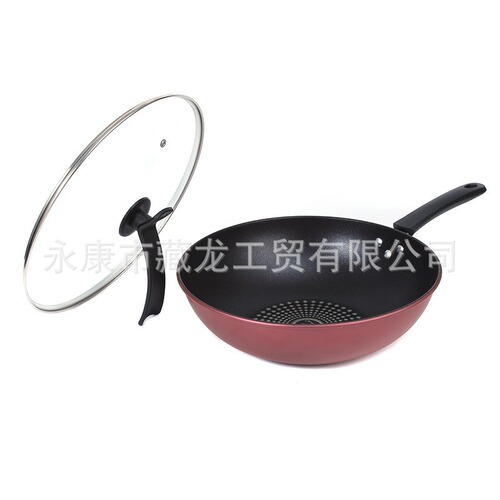 Universal Non-Stick Wok for Cross-Border Cooking, Gas, Electric Stove, and Microwave, Large Capacity Household Wok with Diamond Non-Stick Coating