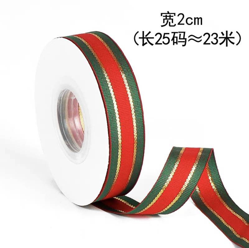 跨境圣诞节丝带红绿条纹涤纶带螺纹彩带蛋糕鲜花礼品包装蝴蝶结织|undefined