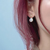 South Korean fashionable goods, silver needle, long retro metal earrings from pearl, silver 925 sample