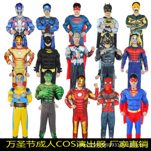Captain America Muscle Hulk Optimus Prime Superman Spider-Man Adult Clothes Cosplay Performance Costumes