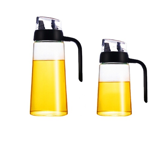 Gravity Oil Dispenser, Thickened Glass Kitchen Bottle with Automatic Open/Close Mechanism, Bestselling Leak-Proof Soy Sauce & Vinegar Bottle, Household Seasoning Jar