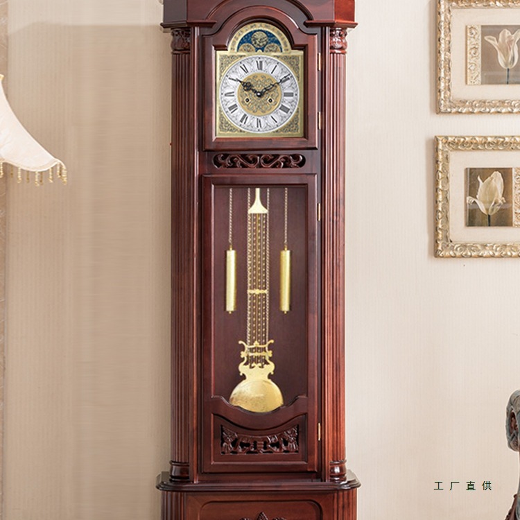 机械大摆钟欧式座钟立式中式钟表北美落地钟实木客厅大气古典立钟