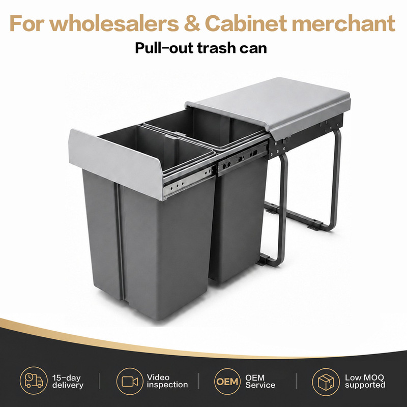 Carefully Selected Kitchen Cabinet Built-In Trash Can with Lid, Dual Compartment Classification, Large Capacity, Dry and Wet Waste Separation Carefully Selected Kitchen Cabinet Built-In Trash Can with Lid, Dual Compartment Classification, Large Capacity, Dry and Wet Waste Separation