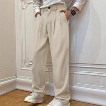 亚马逊跨境男士休闲百搭纯色西装裤宽松休闲时尚工装