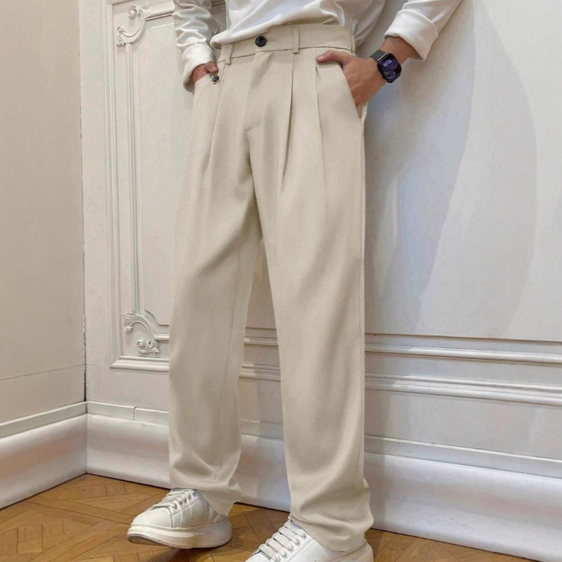 亚马逊跨境男士休闲百搭纯色西装裤宽松休闲时尚