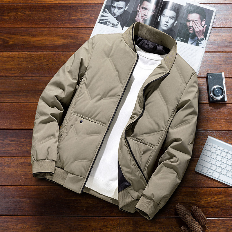 Chaqueta de pluma para hombres de invierno corto engrosado calentamiento chaqueta de beisbol hombre de negocios casual chaqueta chaqueta marca de moda