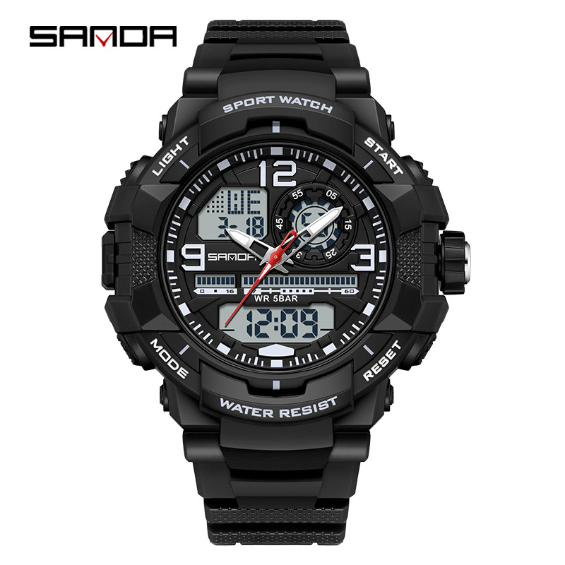 Sanda SANDA nuevo reloj electrónico para jóvenes montañismo moda luminoso reloj despertador impermeable 6130
