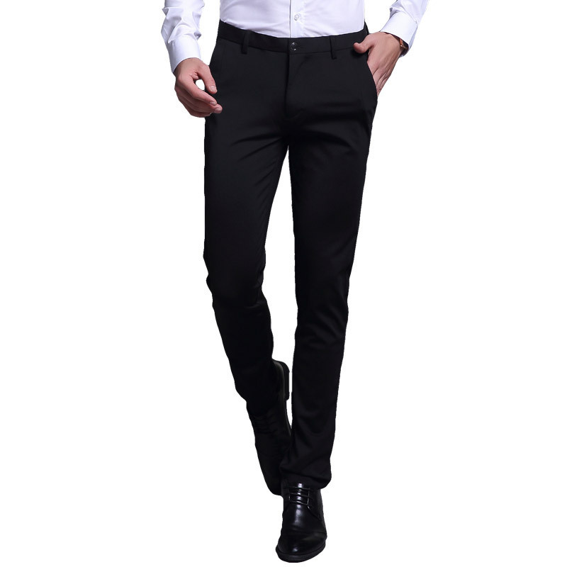 Dress pants men Korean slim slim casual pants men's non-ironing high stretch and fleece dress pants men's autumn and winter casual pants