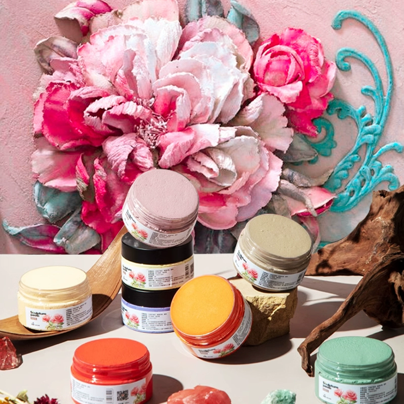 Картины рельефной пасты Трехмерная скульптурная паста акриловая краска Материал рельефной живописи скребок Цветочная текстура роспись пластическая паста ручной работы