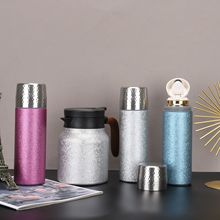 跨境新款覆钛保温壶家用大容量防烫泡茶壶双层带手柄焖烧壶钛杯