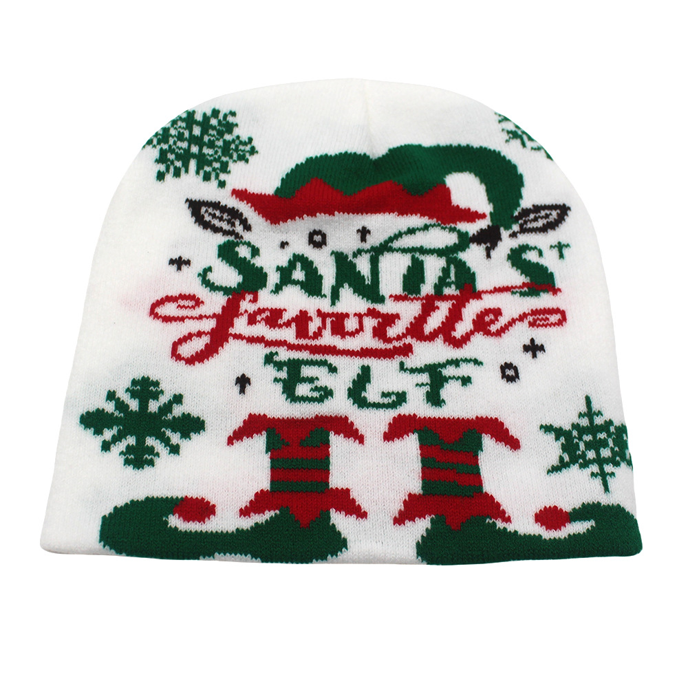Nuovo Natale per la decorazione autunnale e invernale, caldo cappello lavorato a maglia, cappello di lana con renna di Babbo Natale_voghion.com