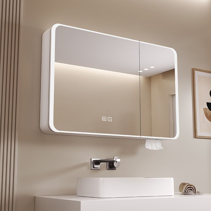 New Toilet Carbon Fiber Bathroom Mirror Cabinet Separate Bathroom Wall-Mounted Smart Mirror with Light Storage Bathroom