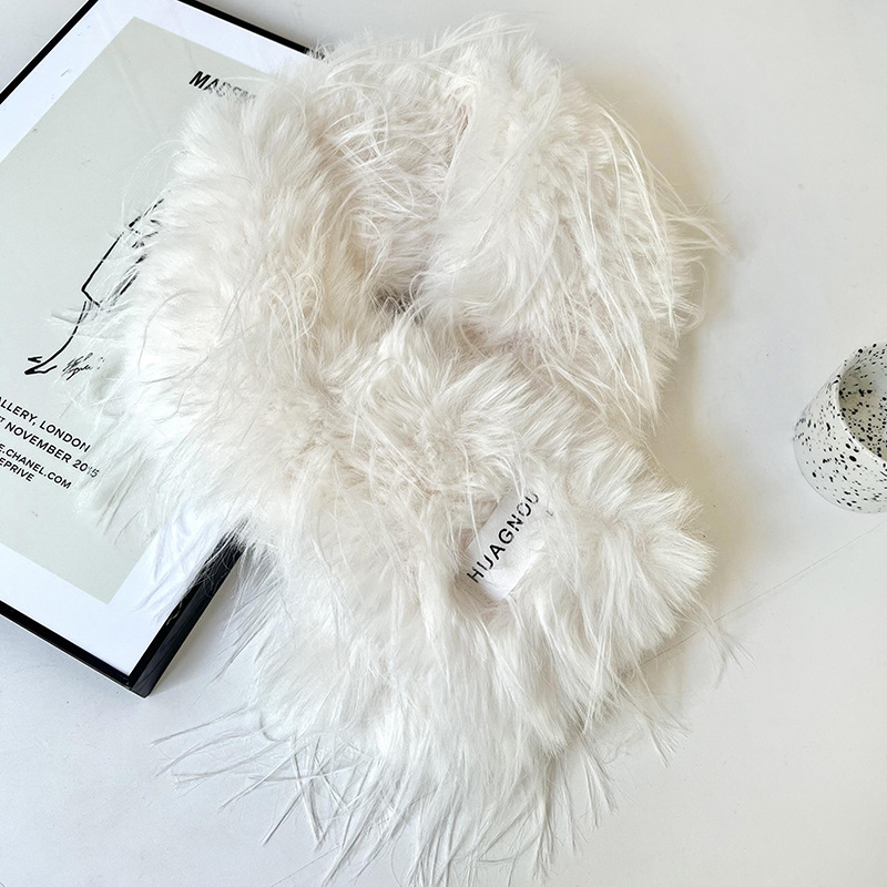 Bufandas de mujeres coreanas de invierno y otoño de peluche largo delgado cuello de visón grueso chale cálido de moda pareja buñuelo