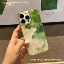 苹果17PPROMAX手机壳流动的绿苹果iPhone16大孔闪粉保护套防指纹