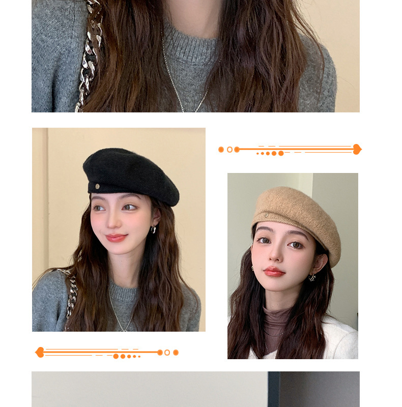 2024 Herbst und Winter Koreanische Ausgabe Internet Celebrity Fashion Baskenmütze Double Wear Vielseitiger Knospenhut Show Face Kleine Malermütze Weiblich_voghion.com