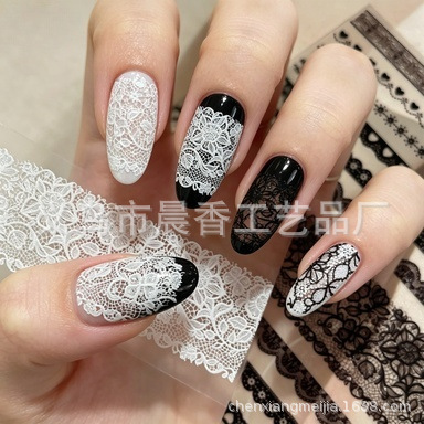 New Ins-Style Black and White Lace 5D Three-Dimensional DIY Nail Stickers Decorative Embossed Nail Decorations Cross-Border Wholesale New Ins-Style Black and White Lace 5D Three-Dimensional DIY Nail Stickers Decorative Embossed Nail Decorations Cross-Border Wholesale