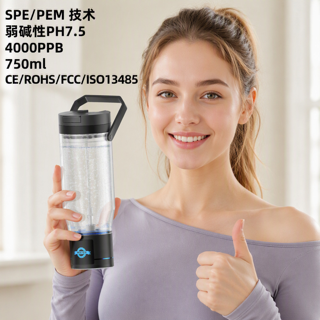 Weakly alkaline pH 7.5 hydrogen water bottle, CE/FCC/ROHS certified, standard hydrogen molecular hydrogen water cup, exclusively for cross-border sales