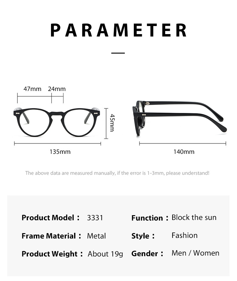 Rétro Style Simple Couleur Unie Tac Cadre Rond Plein Cadre Hommes De Lunettes De Soleil display picture 3