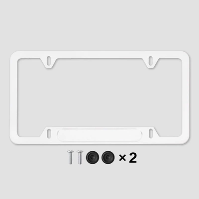 Cross-Border Foreign Trade American Standard Aluminum: License plate holder/license plate holder - 4-hole-slotted-spray-white-including-accessories