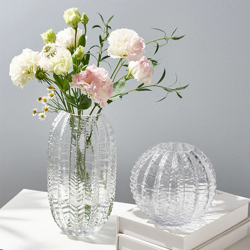 Personalizada creativa cactus bola columna de cactus florero de vidrio de color de alto aspecto sala de estar arreglo floral decoración de flores