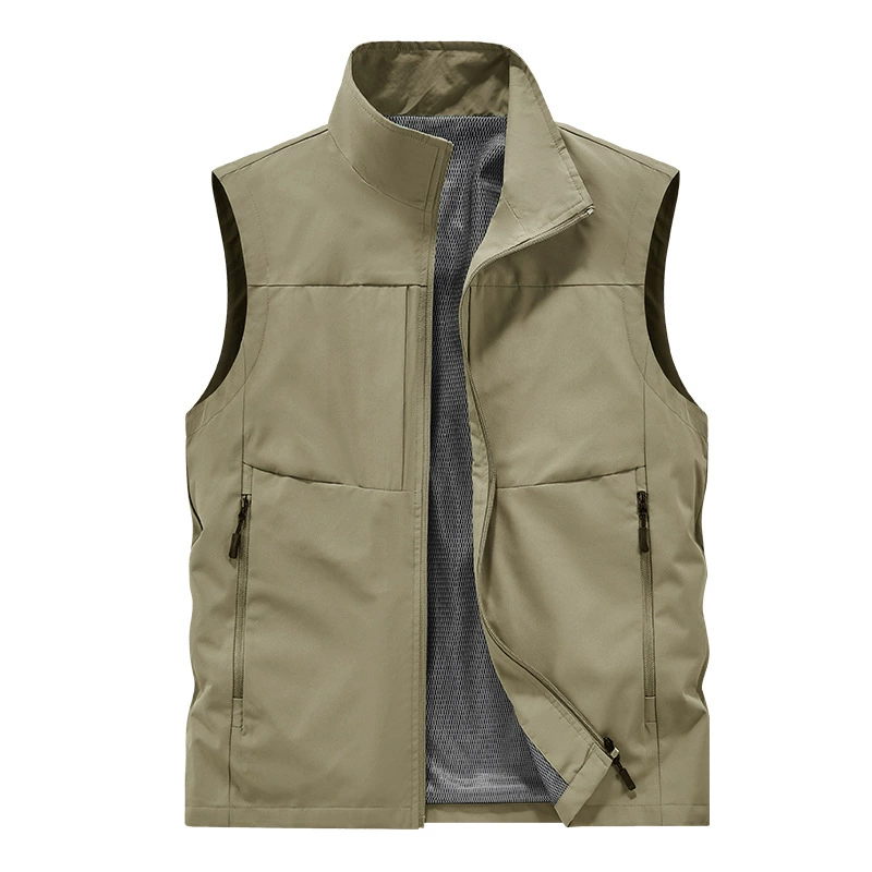 [Весенний и летний новый] Открытый многокарманный печатный жилет большой размер водонепроницаемая куртка плечо мужской жилет без рукавов