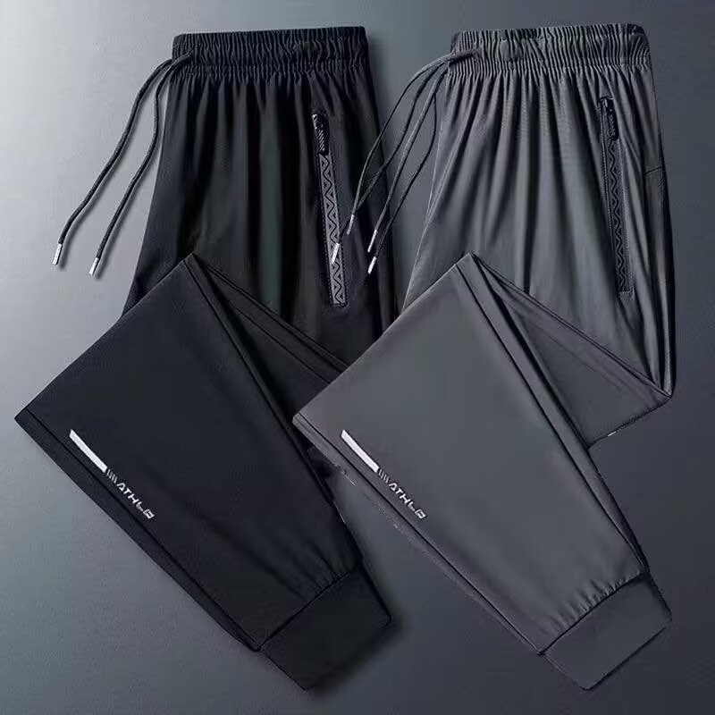 Ice Silk Quick-Drying Pants Men's Summer Lightweight Loose Leggings Sports Pants Large Size Straight Air-Conditioned Pants Casual Pants
