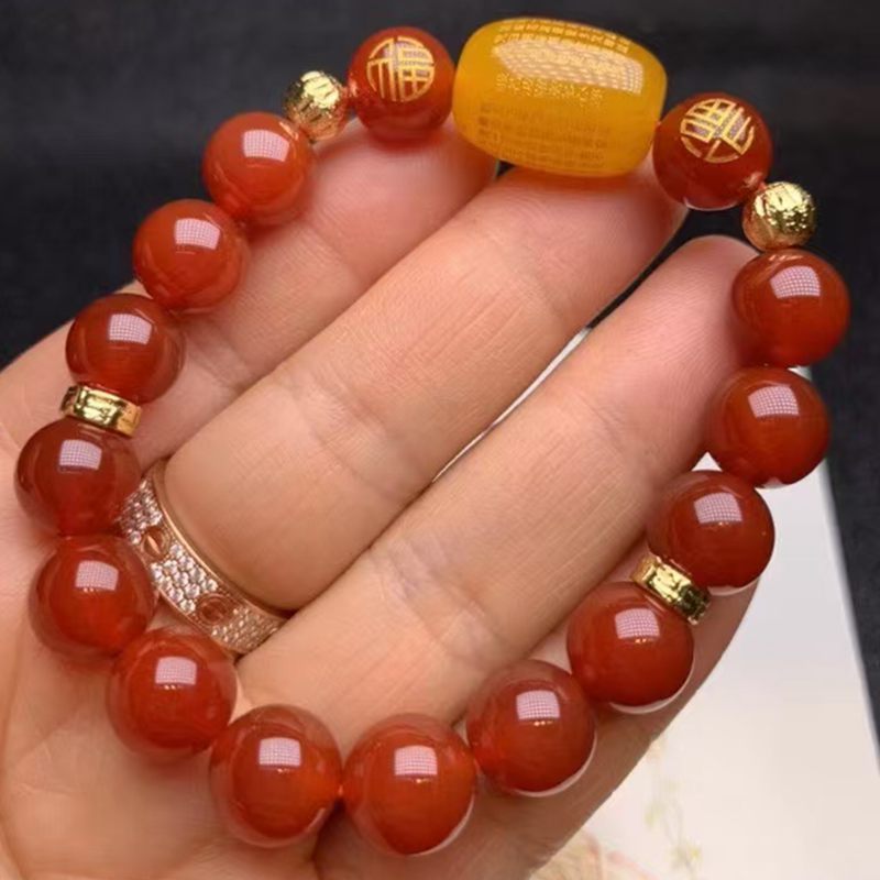 노란색 심경 마노 팔찌