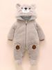 Demi-season children's bodysuit for early age, keep warm clothing to go out, hat, increased thickness, children's clothing