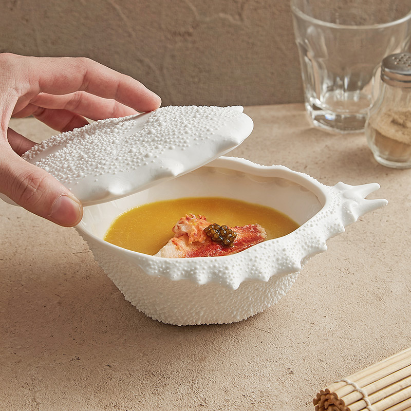 创意蟹碗陶瓷汤碗面碗酒店餐厅特色餐具高级感轻奢意境菜摆盘商用