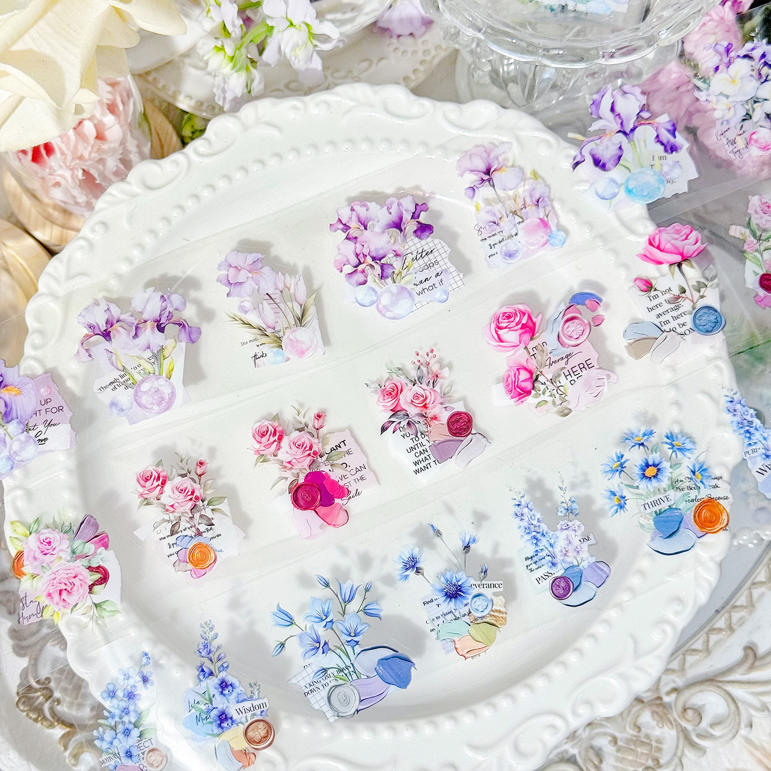 Impresión, amor, plantas, flores, cinta de cuenta manual, cinta de paisajismo de pet transfronterizo, pegatinas, decoración, material de cinta de cuenta manual