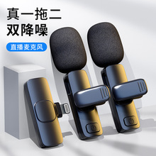 跨境抖音无线领夹麦克风 手机迷你直播话筒 一拖二录音收音降噪麦