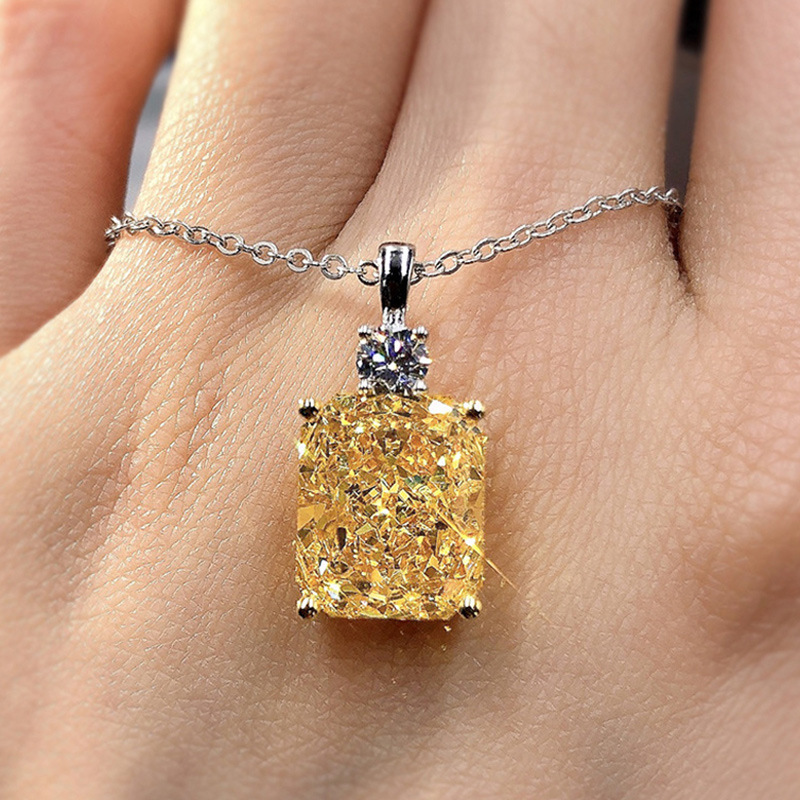 Cao Shi 2022, collana da donna in stile nuovo 8* 10 con diamanti gialli tagliati a ghiaccio, collana con zircone a forma di O_voghion.com