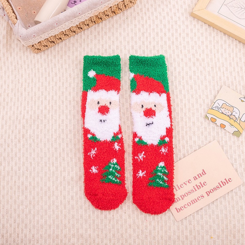 Calcetines Navideños Térmicos de Terciopelo de Coral Transpirables y Antibacterianos para Invierno image 14