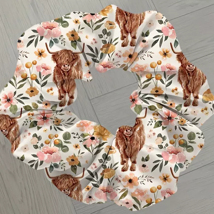 厂家值供欧美跨境新款发绳 韩版气质百搭女式印花大肠圈 发饰批发