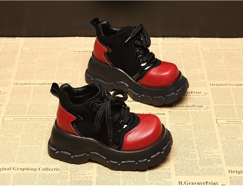 Boot nữ cổ ngắn đế xuồng tăng chiều cao phong cách thường ngày — màu đen chi tiết 5