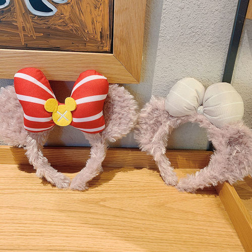 Three-dimensional bow plush headband cute bear hairpin female Korean internet celebrity forest sweet super fairy face wash headband