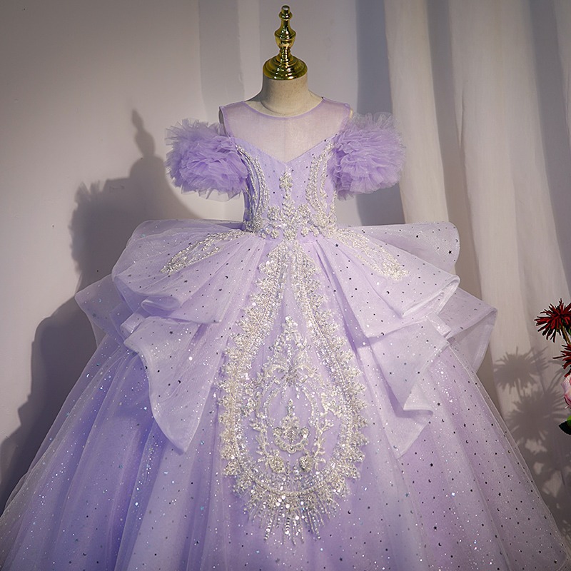Flower child wedding little girl dress princess dress high-end girl birthday piano performance dress children's wedding show dress for girls